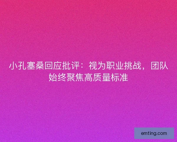 小孔塞桑回应批评：视为职业挑战，团队始终聚焦高质量标准