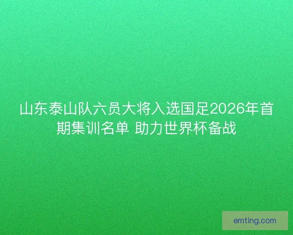 山东泰山队六员大将入选国足2026年首期集训名单 助力世界杯备战